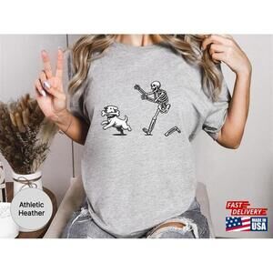 Halloween Dog Shirt Lover Gift Funny Skeleton Spooky Season Classic Unisex